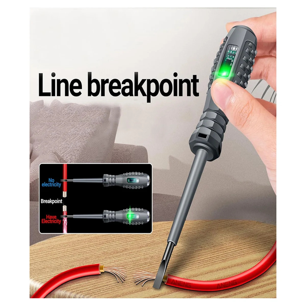 Voltage Tester with Screwdriver Electrical Tester Tool Non Contact Voltage Tester Pen with Range AC 70V-250V,Live/Zero