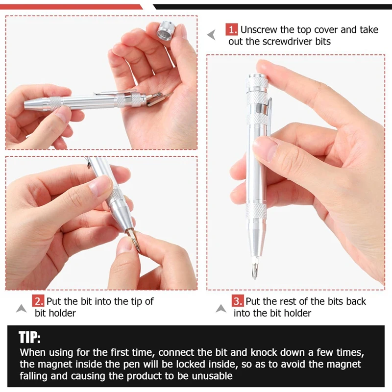 Stylo et tournevis de poche magnétique, multifonction, outil pratique, lecture dans un, fonction de précision, cadeaux, 12 pièces