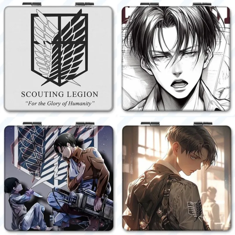 7×6cm Attack On Titan,Shingeki no kyojin,Folding Double-sided Makeup Mirror, Anime Cute,Portable Travel,Girls,Magnifying, Square