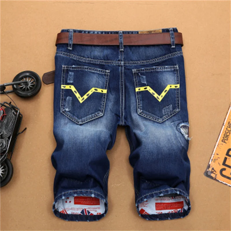 New Fashion Mens Ripped Short Jeans Brand Clothing Bermuda Summer 98% Cotton Shorts Breathable Denim Shorts Male