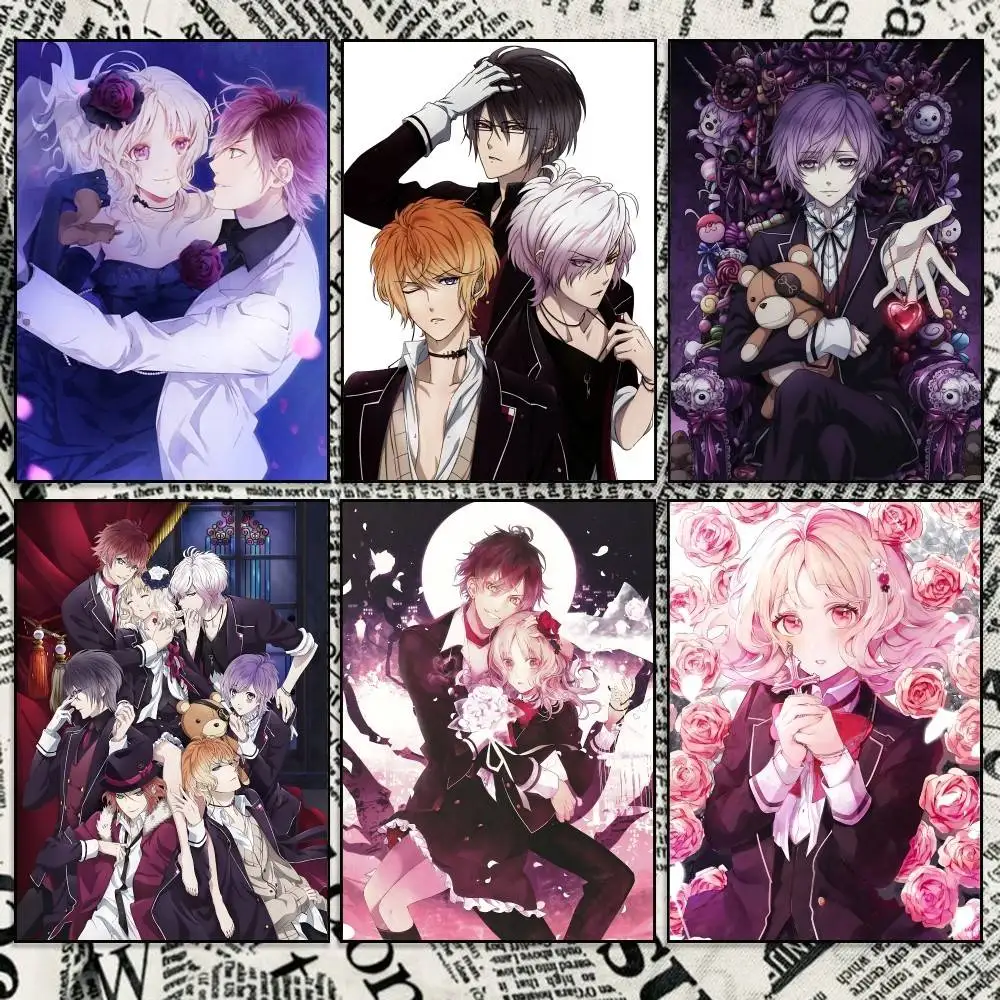Gothic Vampire D-Diabolik Lovers  Poster High Quality Dorm Living Room Aesthetic Wall Decoration Painting Stickers Gift