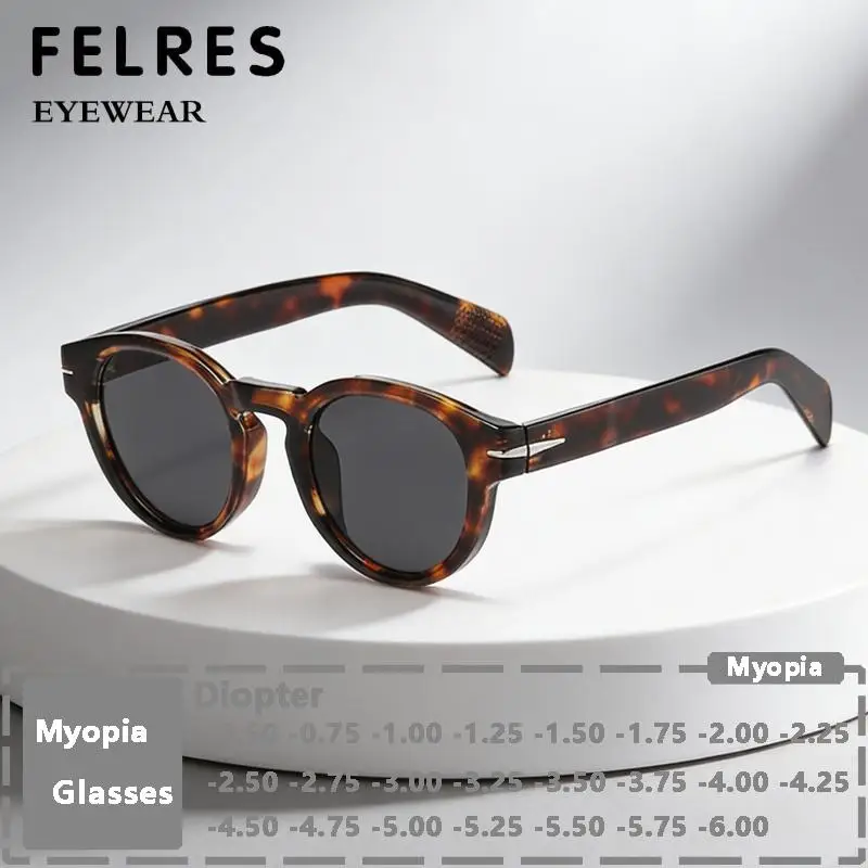 Brand Design Circular Myopia Sunglasses Men Women Tinted Fashion Prescription Glasses Driving Sunshade Eyewear Negative Diopters