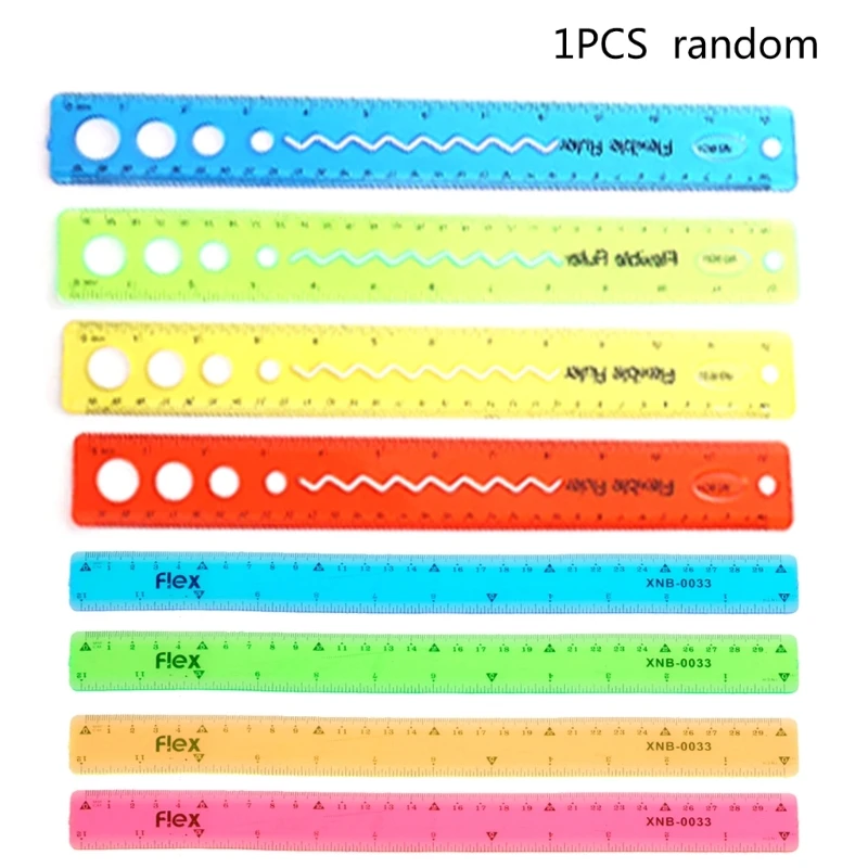 

Clear Colorful Ruler with Inches Metric Scales Flexible PVC Ruler for Students