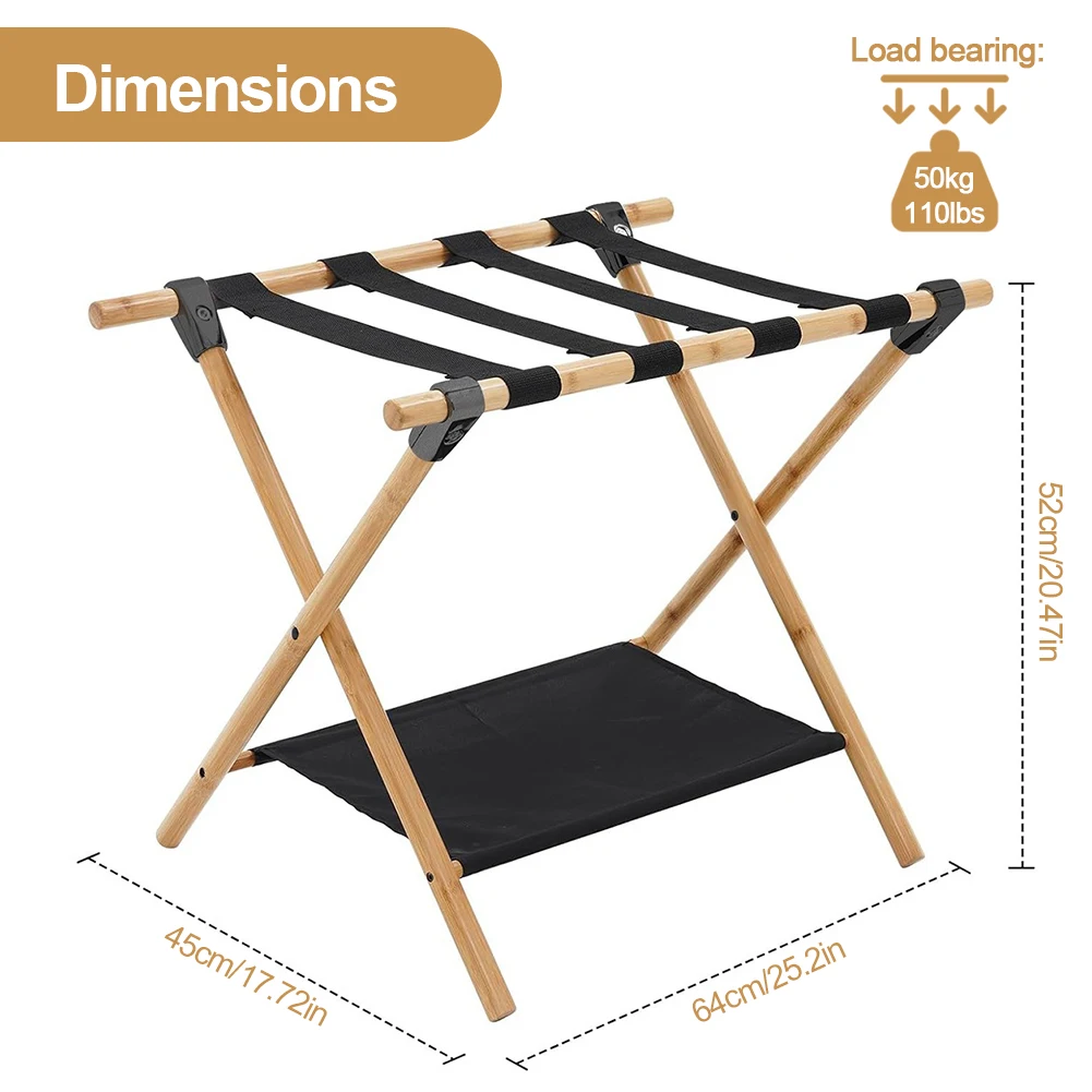 Stojak na walizkę bambusowy składany uchwyt na walizkę z nylonowymi paskami wspornik na walizkę do pokoju gościnnego sypialni hotelu