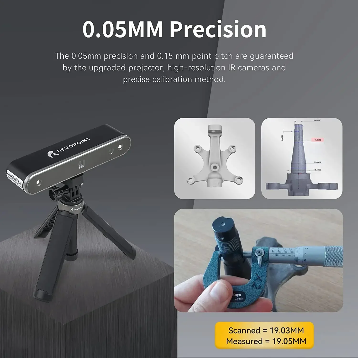 Revopoint POP 2 high-precision 0.05mm handheld 3D laser scanner for 3D printer