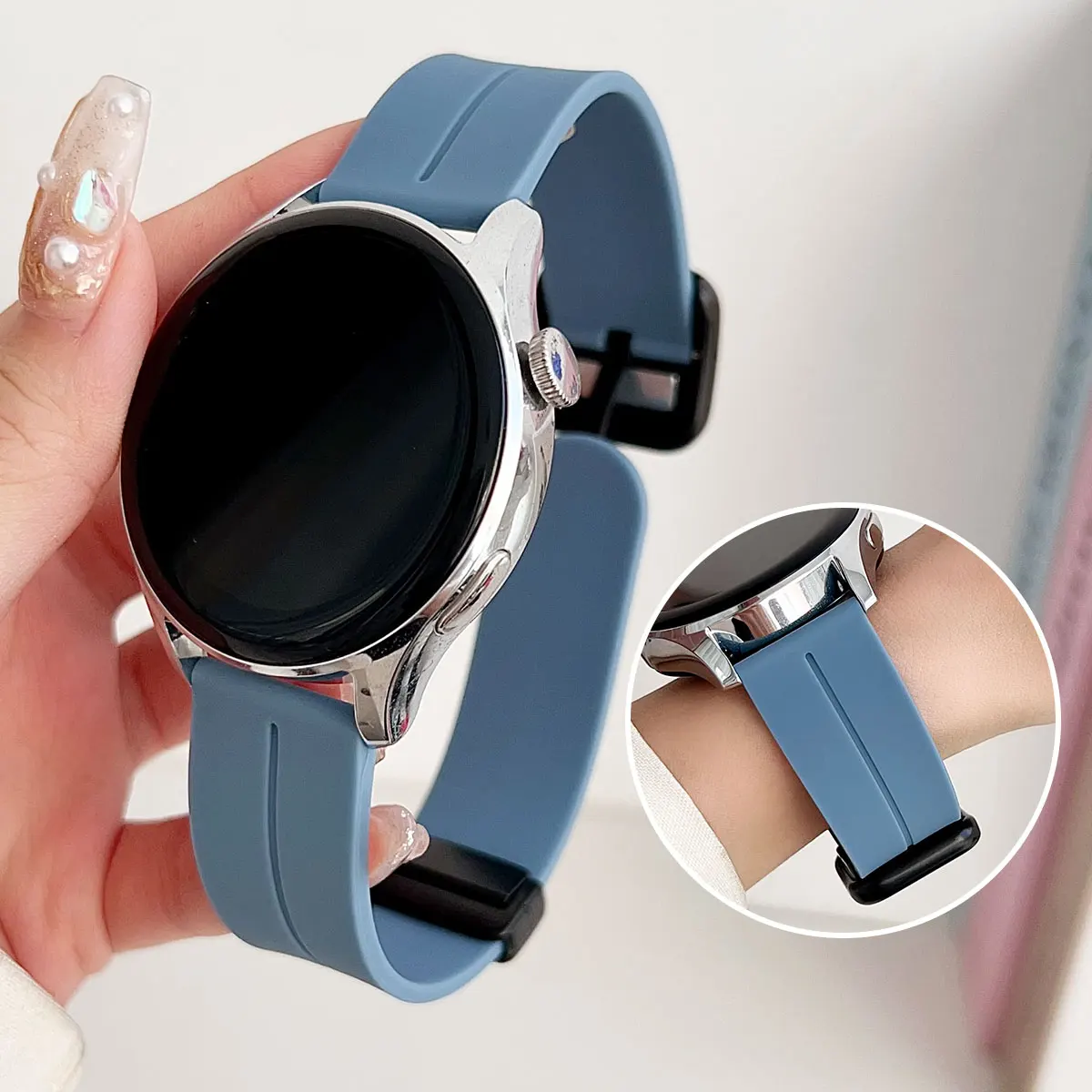 Silicone Magnetic Square Port Watch Bandas, Várias Bandas de Relógio Universal, Samsung Galaxy Watch 6, 5, 4, Gear S3, 20mm, 22mm, 42mm, 46mm