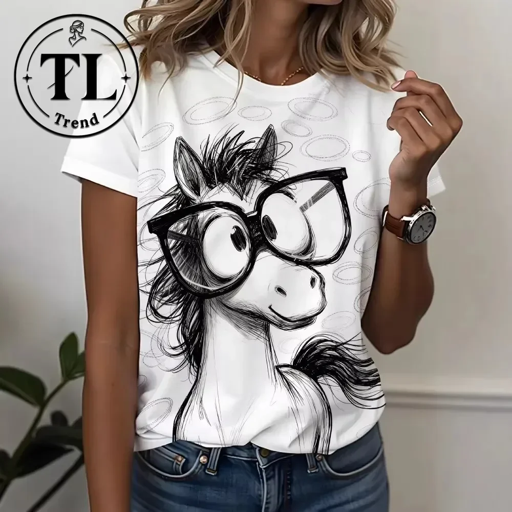 Women 3D Animal Print T-Shirt, Summer Short Sleeve Soft Breathable Comfy Flattering Casual Daily Streetwear Chic Ladies Tee Top