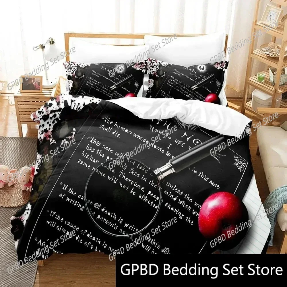 3D Print Death Anime Note Comfortable Duvet Quilt Cover Pillowcase Bedding Set Children Bedroom Decoration Home Textile