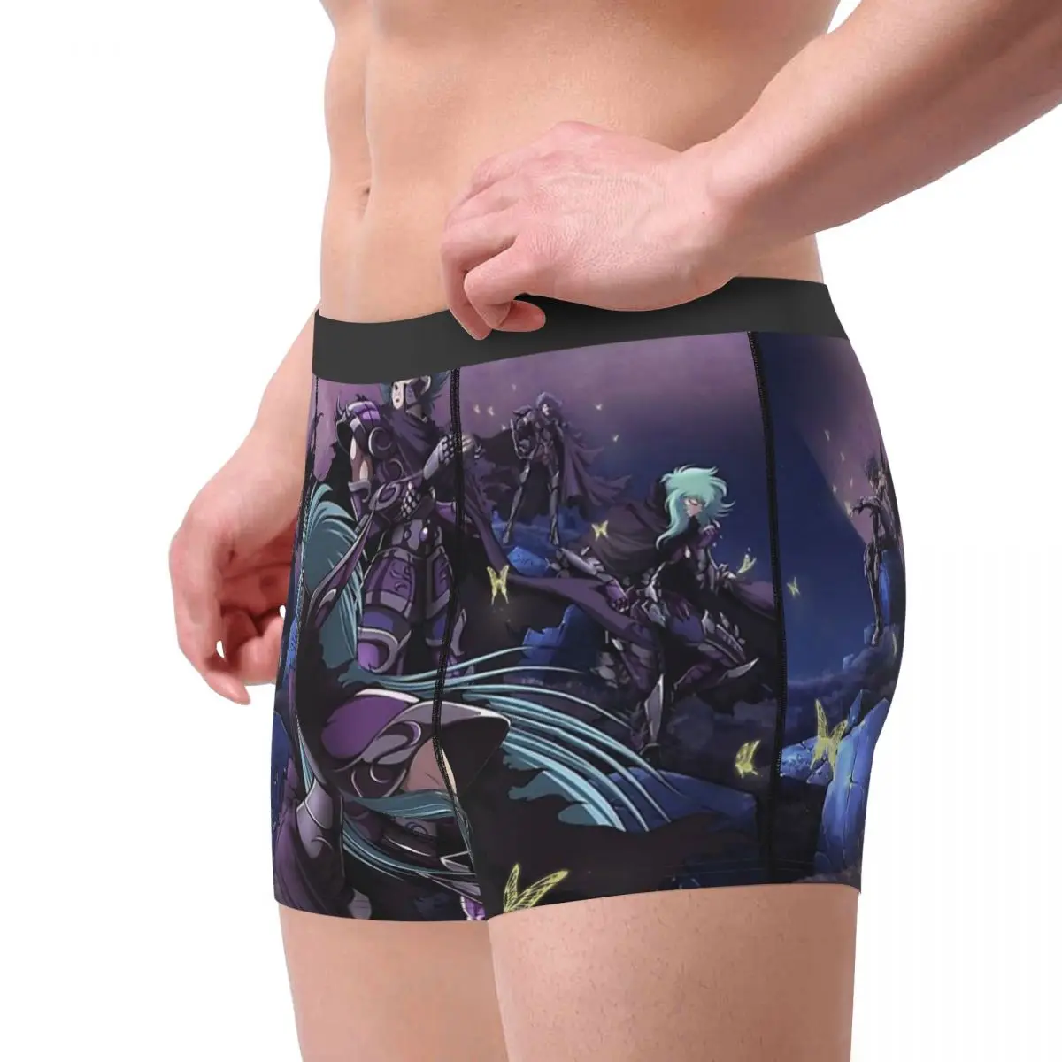 Knights Of The Zodiac Black Man\'s Boxer Briefs Underwear Saint Seiya Advanture Anime Highly Breathable High Quality Birthday