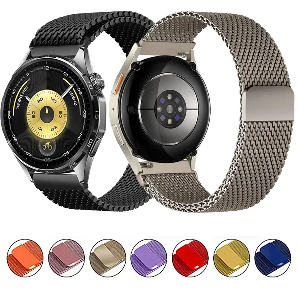 22/20/18mm Stahlgeflechtarmband für Huawei Watch 5/4/GT6-5-4 Pro 46mm Metall-Milanese-Magnetband Amazfit Active Max/Balance 2 Gürtel