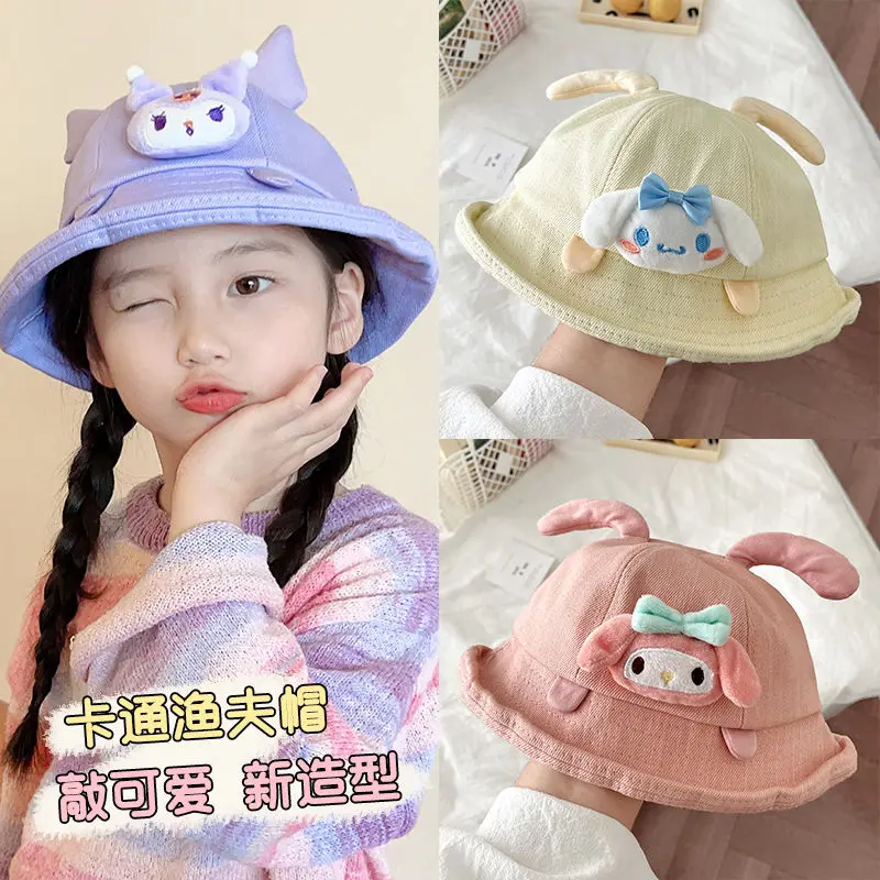 

Sanrio Kuromi children's fisherman Hat Cute Cartoon Cinnamon Sun Hat Little Girl Spring, summer and autumn outdoor Basin hat