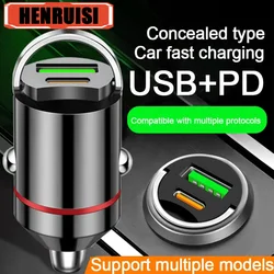 100W USB Car Charger PD 30W Fast Charging Type-C Dual Port Quick Charge 3.0 For iPhone 15 14 Samsung Xiaomi Car Charger Adapter