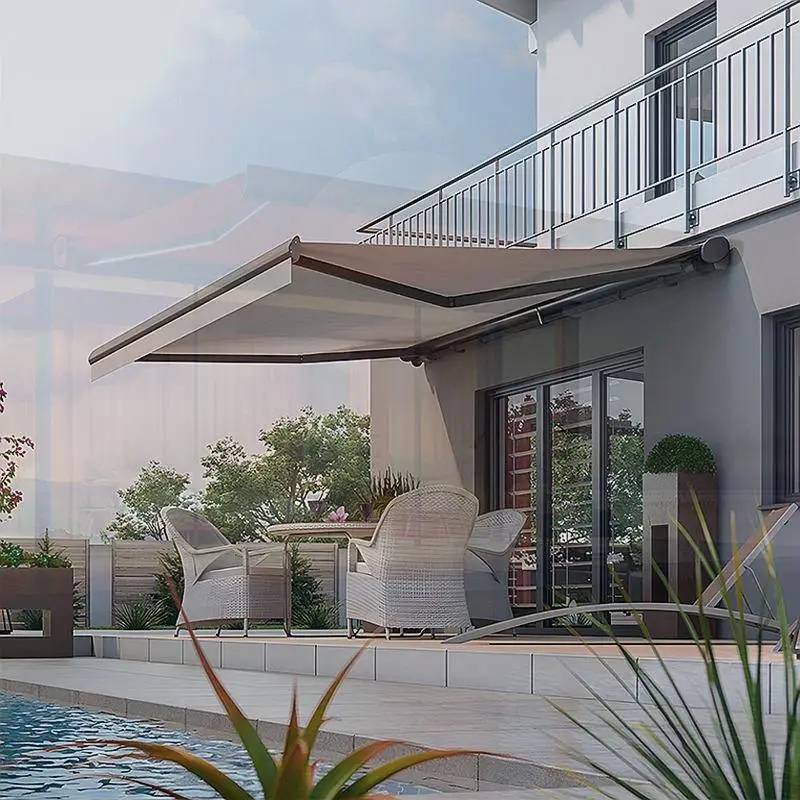 

Outdoor Electric Acrylic Awning Aluminum Frame Retractable with LED for Garden Patio Camping Supplier Retractable Awning