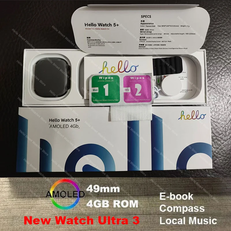 2025New الأصلي مرحبا ساعة 5 زائد ULTRA3 49 مللي متر AMOLED 4G ROM DeepSeek NFC نظام تحديد المواقع البوصلة ساعة بلوتوث دعوة Smartwatch الرجال النساء #6