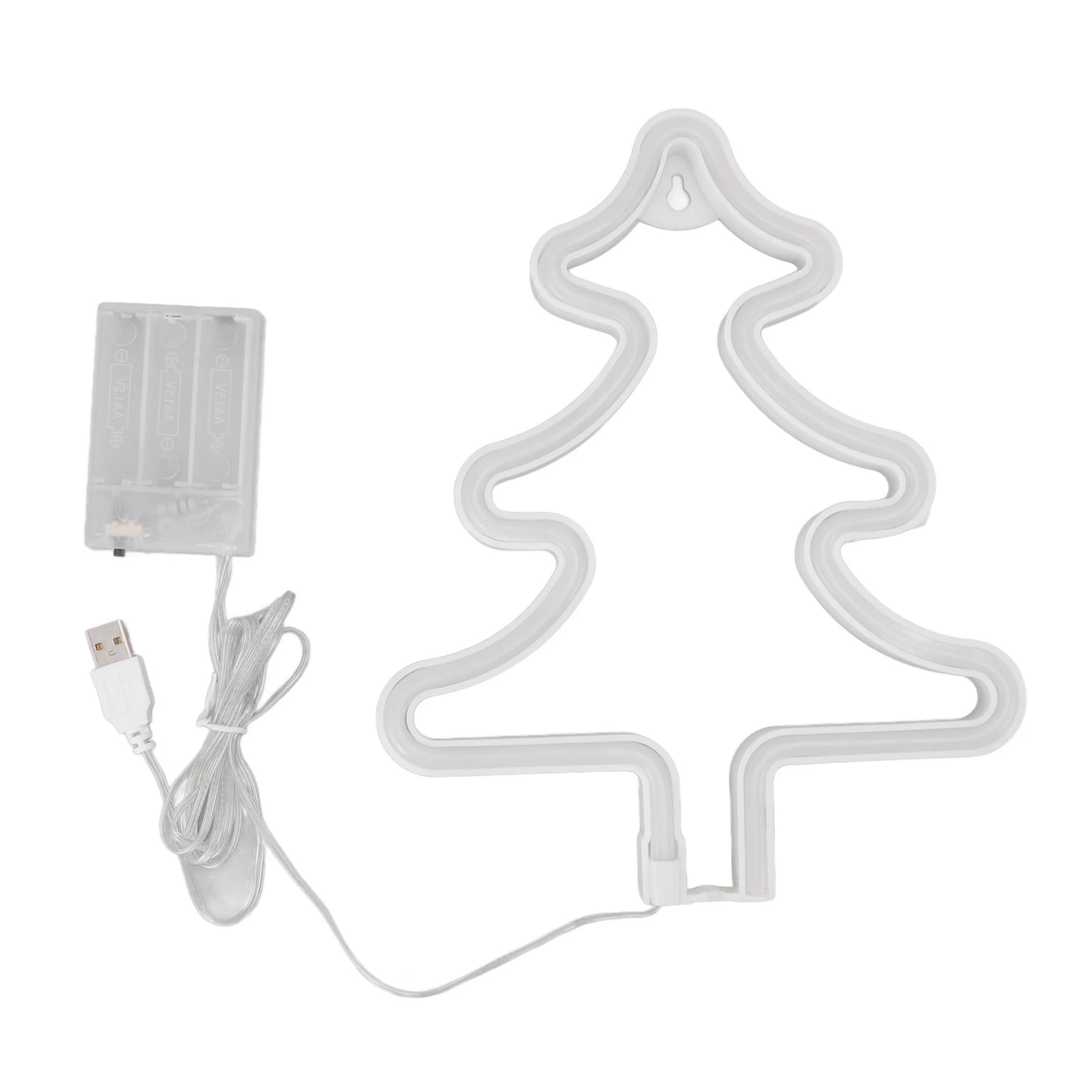 Christmas Neon Sign Christmas Tree Shape Neon Light USB Decorative Night Light for Desk Wall Display