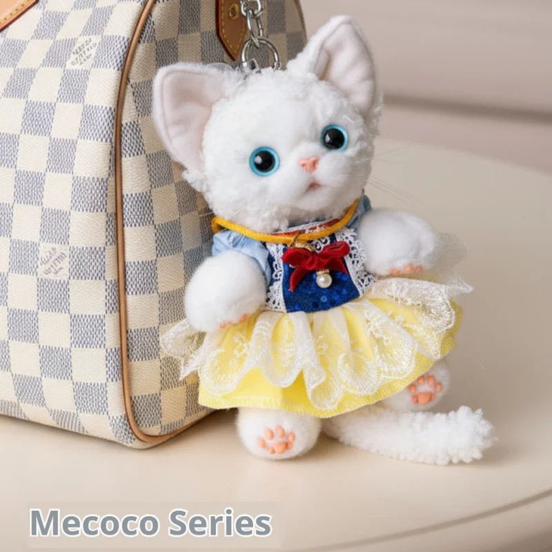 Nuevo llavero de gato Devon Rex, llavero de juguete de peluche de gatito realista, lindo bolso esponjoso, accesorio para bolso, juguete de regalo