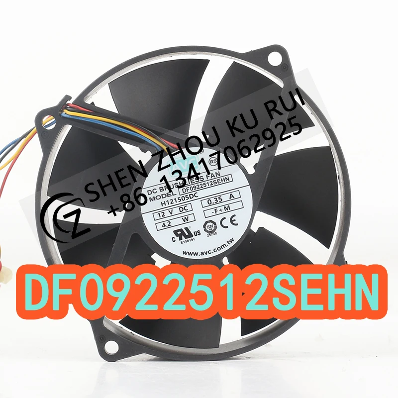 

Вентилятор охлаждения AVC 12V 0.35A AC EC 9225 9CM для компьютерного корпуса/процессора, 4-проводной, 92X92X25MM, с гидравлическим регулированием скорости, DF0922512SEHN