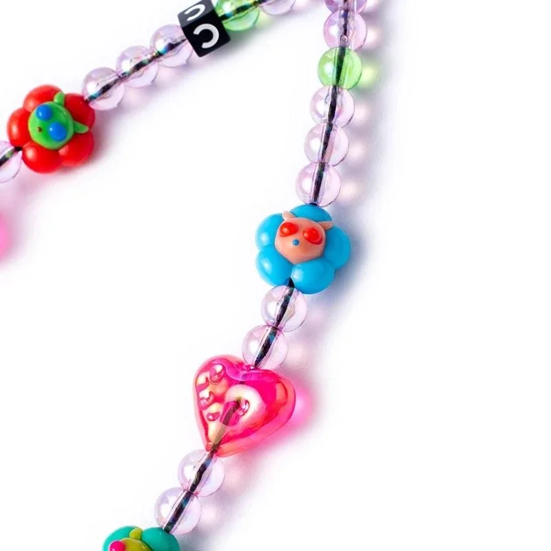 

Flower Heart Phone Charm Short Chain Mobile Phone Straps for IPhone Lanyard Bracelet for Samsung Galaxy