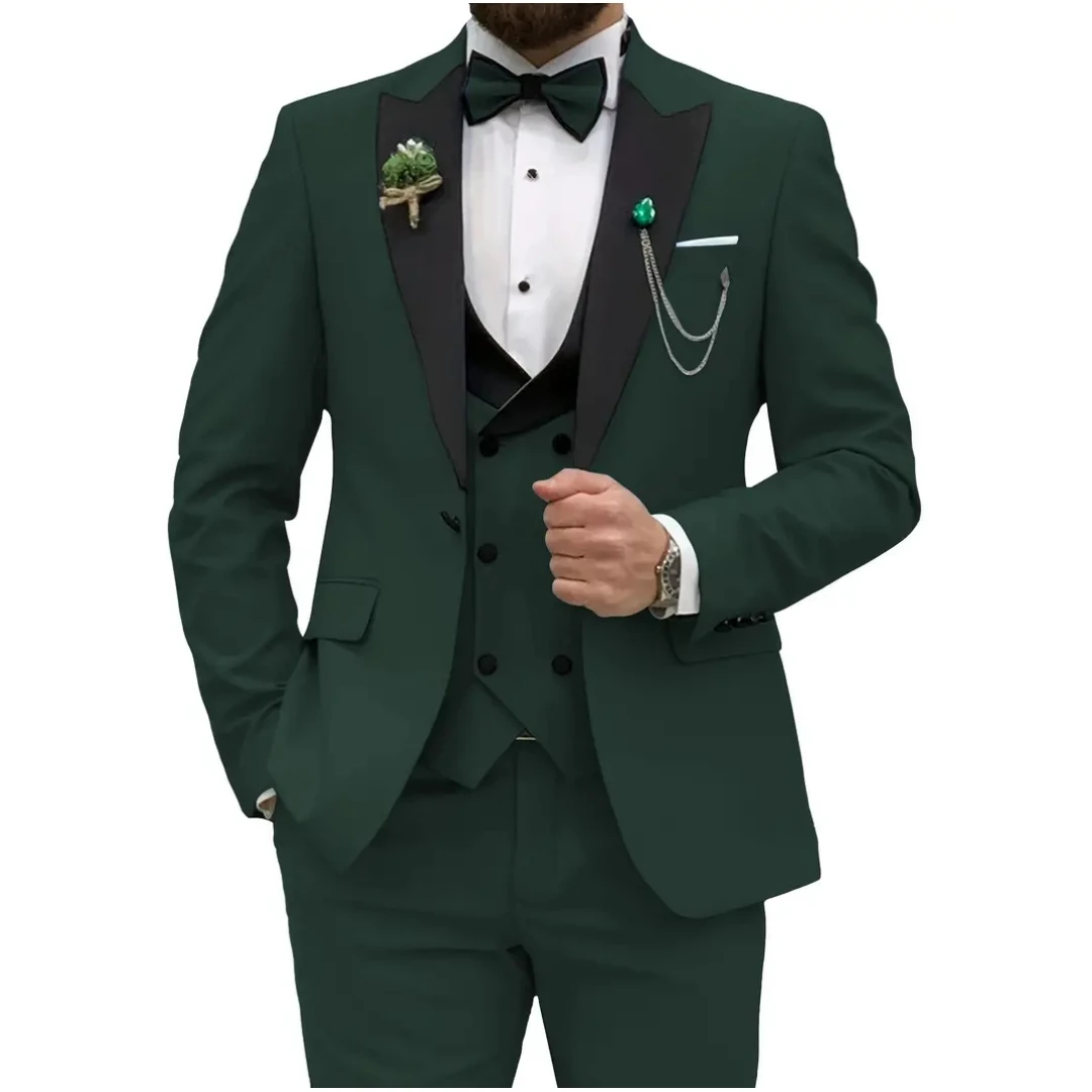 Traje completo clásico de color champán para hombre, chaqueta de 3 piezas, chaleco, pantalones, Formal, para fiesta de graduación, negocios y oficina