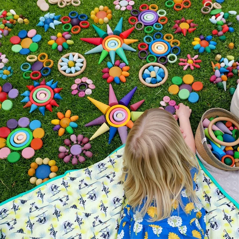 Mandala Loose Parts Play Materials Open Ended Toys Wooden Kids Imaginative Play Sustainable Montessori Educational Wooden Toys