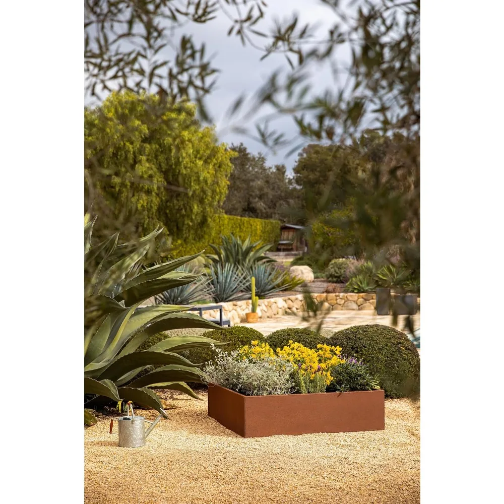 Veradek-cama elevada serie de acero para jardín, cama de flores de Metal grande para jardines al aire libre, acero de oxidación natural para todos