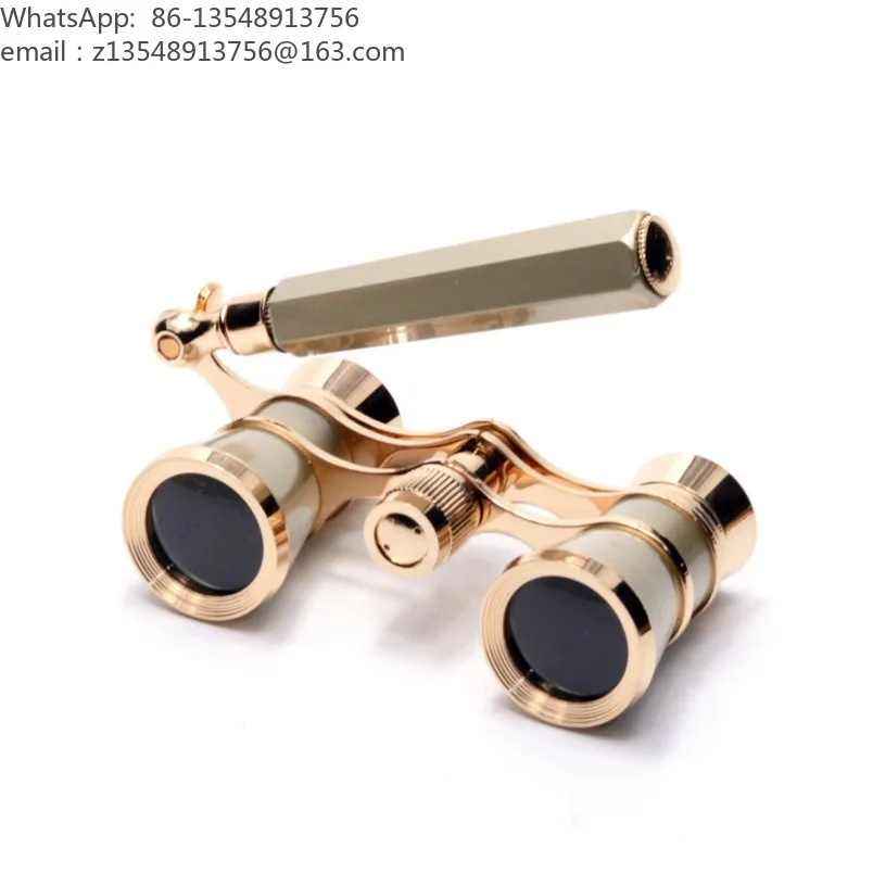 Retro Theater Binoculars With Handle All Metal Portable Pocket High Definition Opera Glasses For Concert