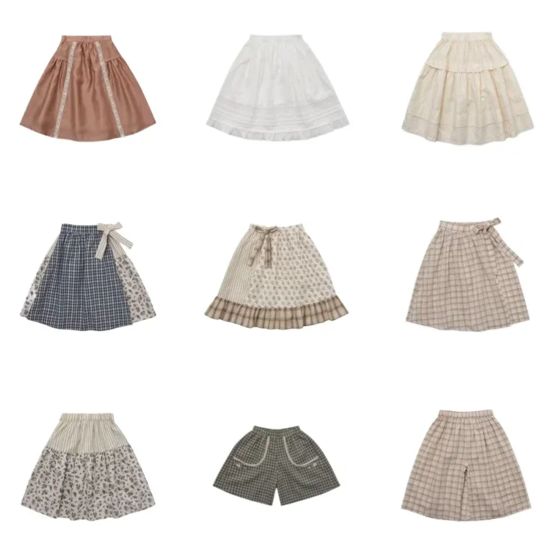 

OUYANG&IVAN Вельветовая юбка Flossie Marta для девочек Ins 25LOU Кружевная юбка с вышивкой в дворцовом стиле Ss Юбка с цветочным принтом для девочек