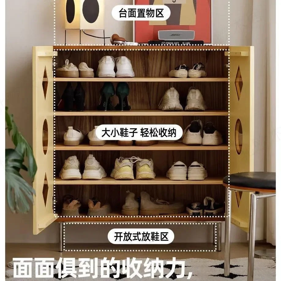 DSA solid wood shoe cabinet double door household entrance entrance sofa side cabinet storage cabinet