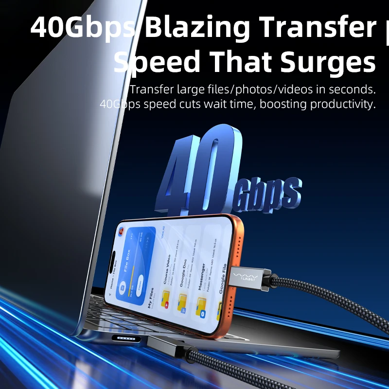 VYVYLABS 240 واط Type-C إلى Type-C كابل عرض الشحن السريع لشاشة الإسقاط 8K @ 60 هرتز كابل شحن سريع سلك الفيديو #3