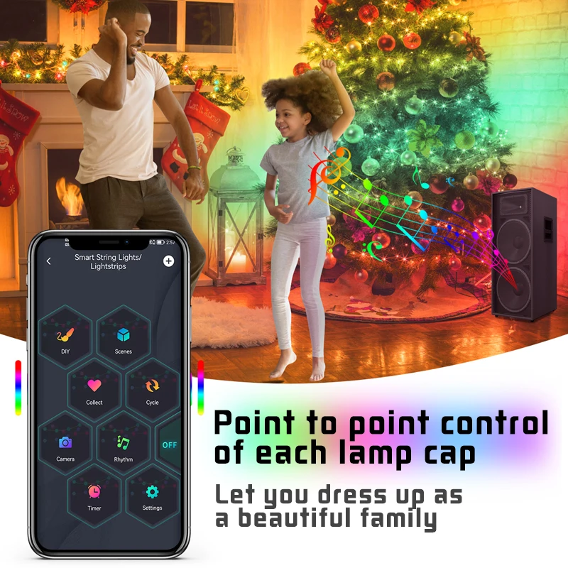 30M Smart Led Christmas Light String IP65 App Bluetooth Control Rgb Color Changing Fairy Lights Usb Powered Christmas Tree Decor