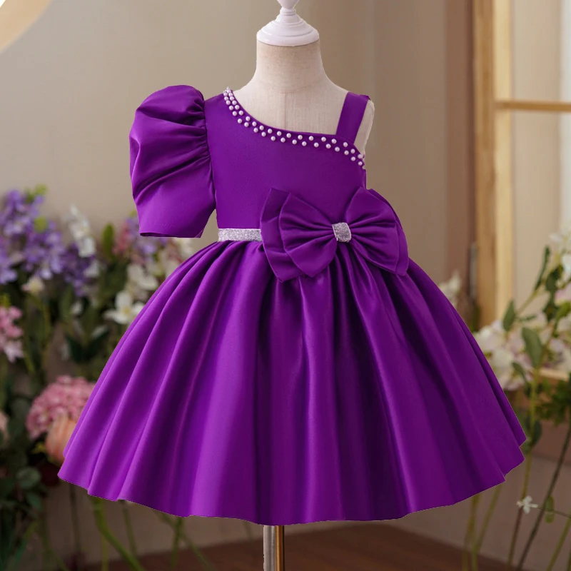 

Big Bow Baby Girls 1st Birthday Dress Beading Elegant Toddler Kids Wedding Party Princess Dresses For Girls Summer Clothes 0-3Y