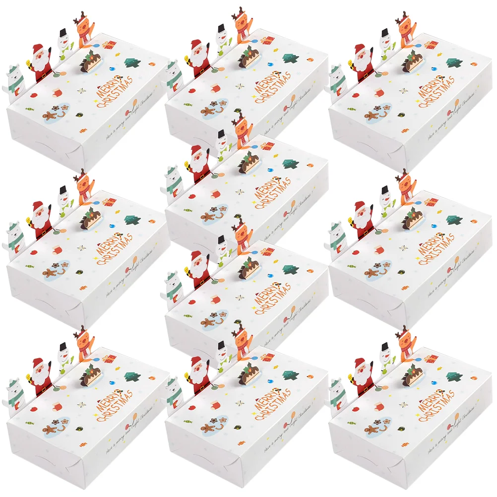 10 Pcs Christmas Candy Boxes Goodie Fold Gift Small Paper Gifts Baskets Xmas Supply