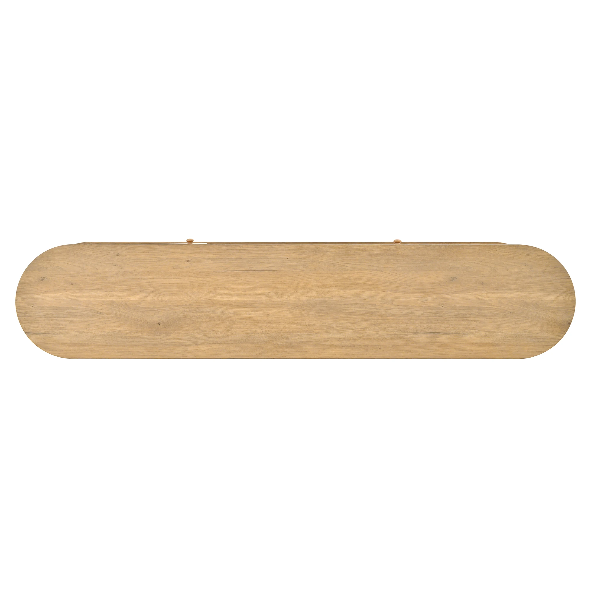 PINGGO Moderner TV-Schrank mit Rattanschublade, offenen Regalen, runder Tischplatte, Metallbeinen, Holzoptik, 175x36x41 cm – Detail 16