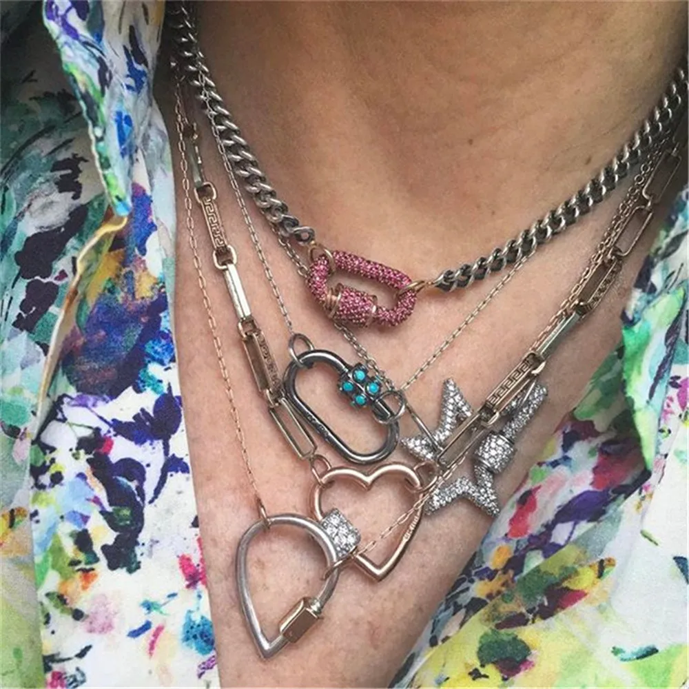 럭셔리 지르콘 보석 여성을위한 용품 만들기 라인 석 DIY 액세서리 매력 걸쇠 잠금 후크 패스너 크리스탈 목걸이