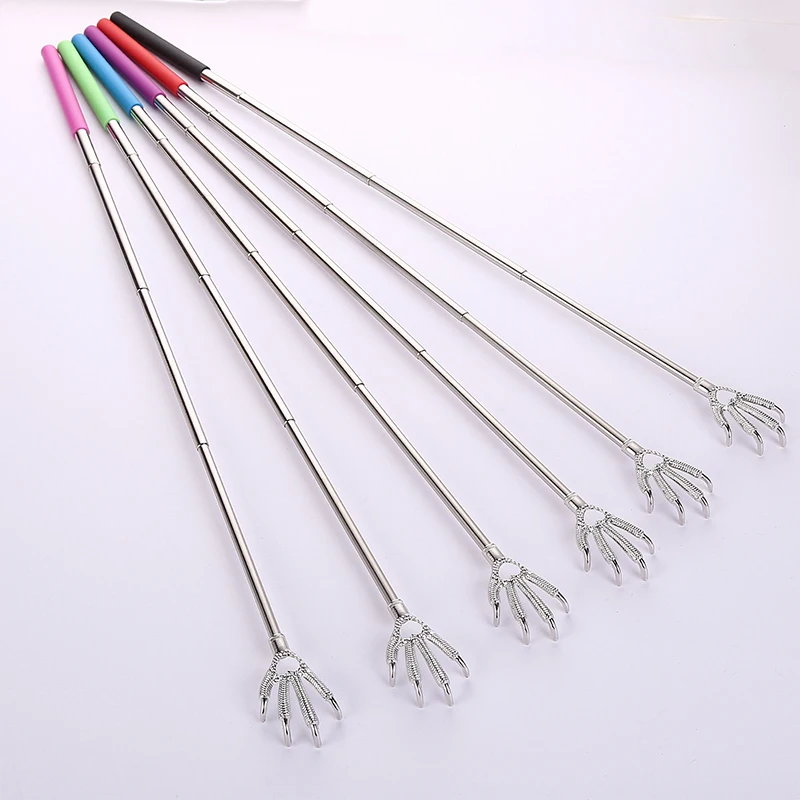 Telescópico Metal Back Scratchers, portátil extensível, Eagle Claw, massageador de mão, Backslap com alças de borracha, 1Pc