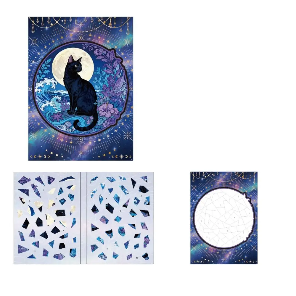 Cute Black Cat Scrapbook Hard Sticker DIY Craft Black Cat Theme Cardboard Bookmark 3D Design Scene DIY Collage Decor Kawaii view 2