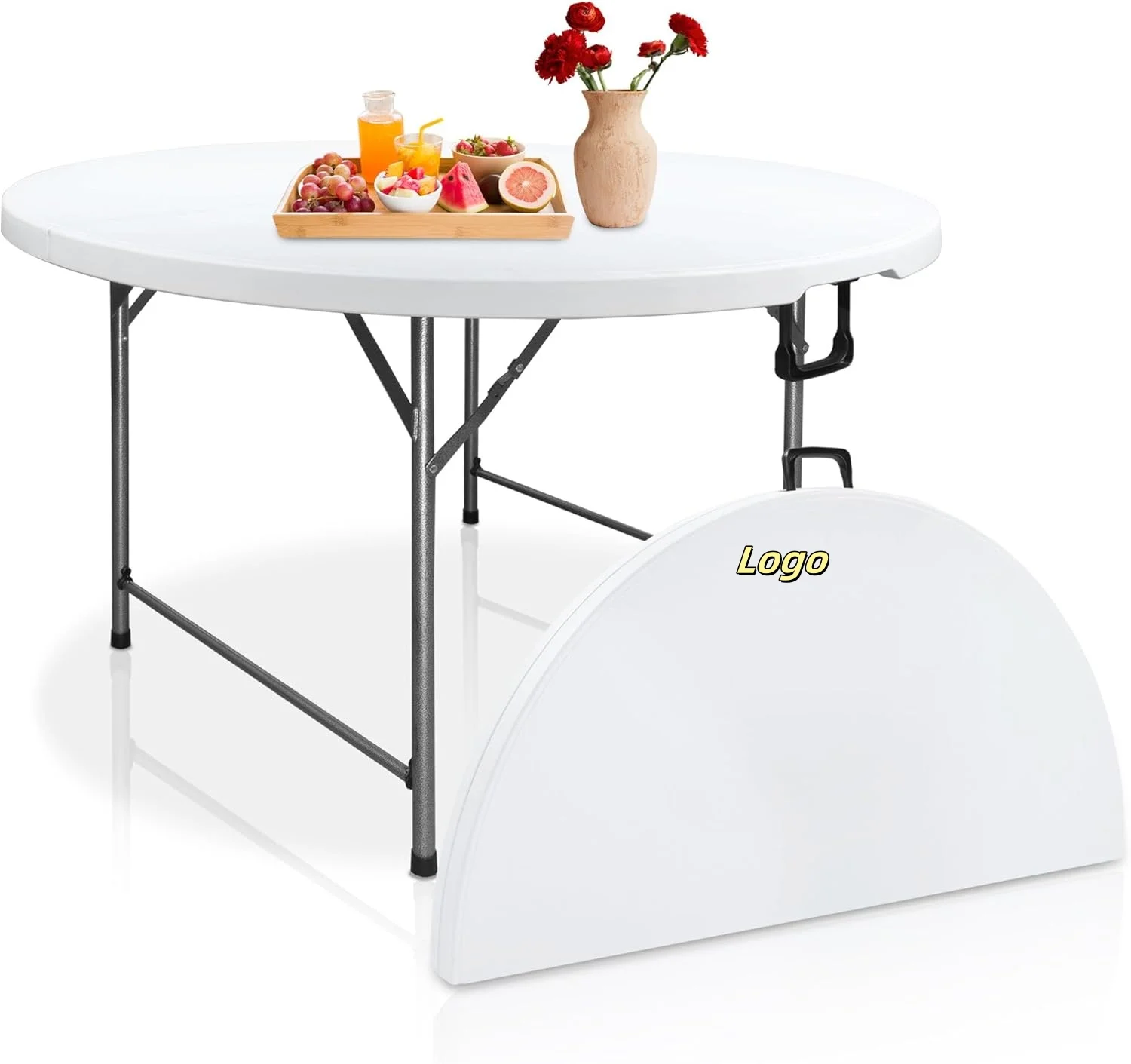 180cm Round Bi-Folding Commercial Table Portable Plastic DiningTable Kitchen Outdoor Party Wedding Event Table