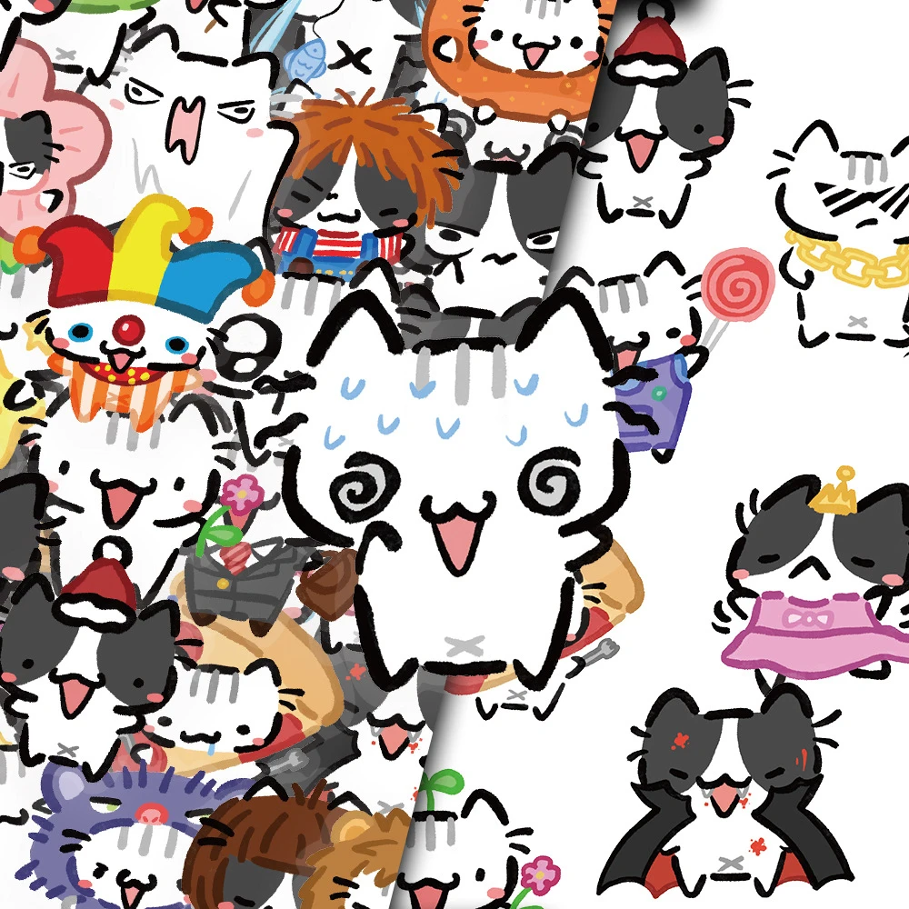 

10/30/54pcs Kawaii Cute Kitten Cat Stickers Funny Cartoon Decals for Kids Toy DIY Stationery Phone Luggage Graffiti Sticker Pack