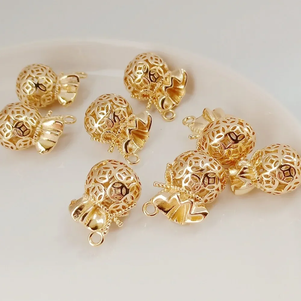 

14K Gold-plated Hollowed-out Large Lucky Bag Pendant, 19*16mm Money Bag Bracelet Necklace, DIY Handmade Jewelry Accessories