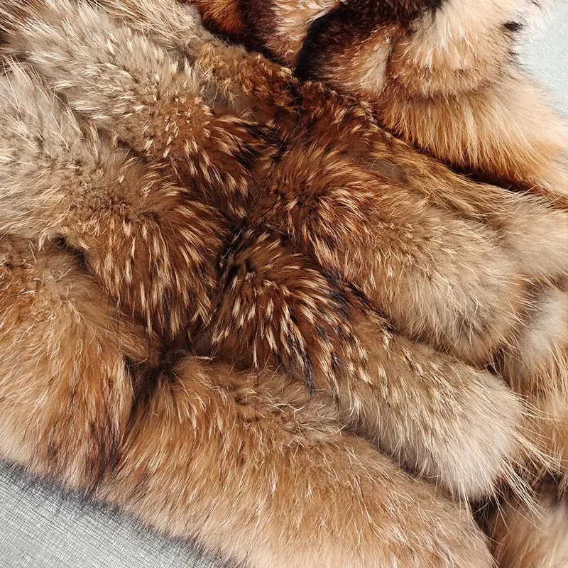 MAOMAOKONG NEW Real fur coat jackets Women's winter coats natural raccoon hooded Female clothing