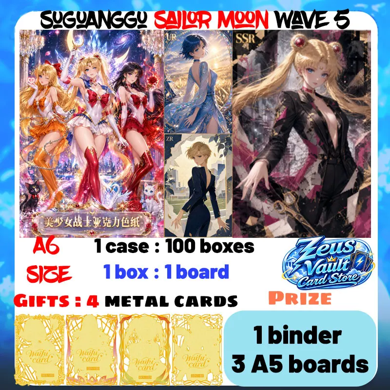 Wholesale 2026 Newest SuGuangGu Sailor Moon wave 5 A6 Acrylic Size Boards Goddess Character CCG Trendy Toys Birthday Party Gifts