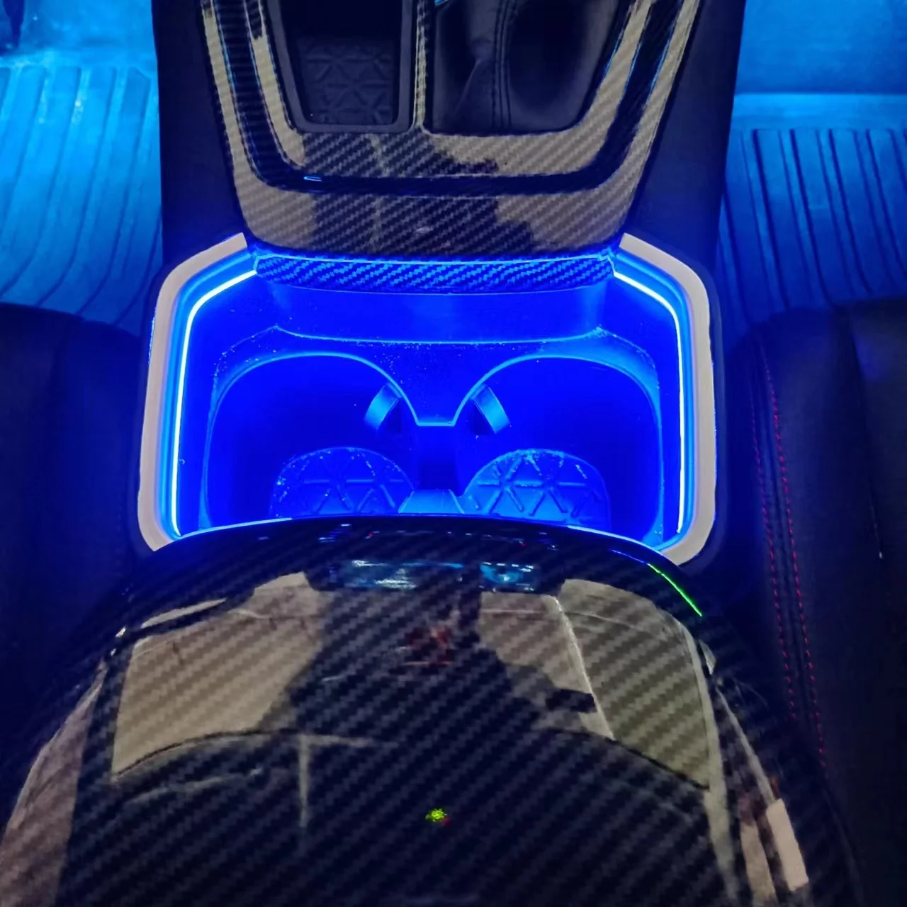 blue LED Central Water Cup Holder Atmosphere Light Interior Decorative Lamp For Toyota RAV4 XA50 2019 2020 2022 2023 2024