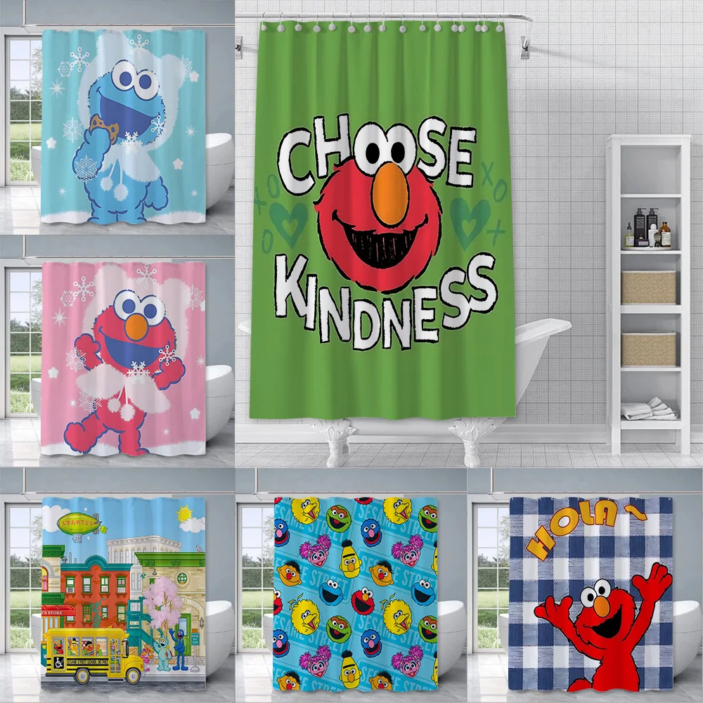 S-Sesame S-Street C-Cookies Shower Curtain Waterproof Polyester Fabric Colorful Bath Curtains Home Bathroom Curtain With Hook