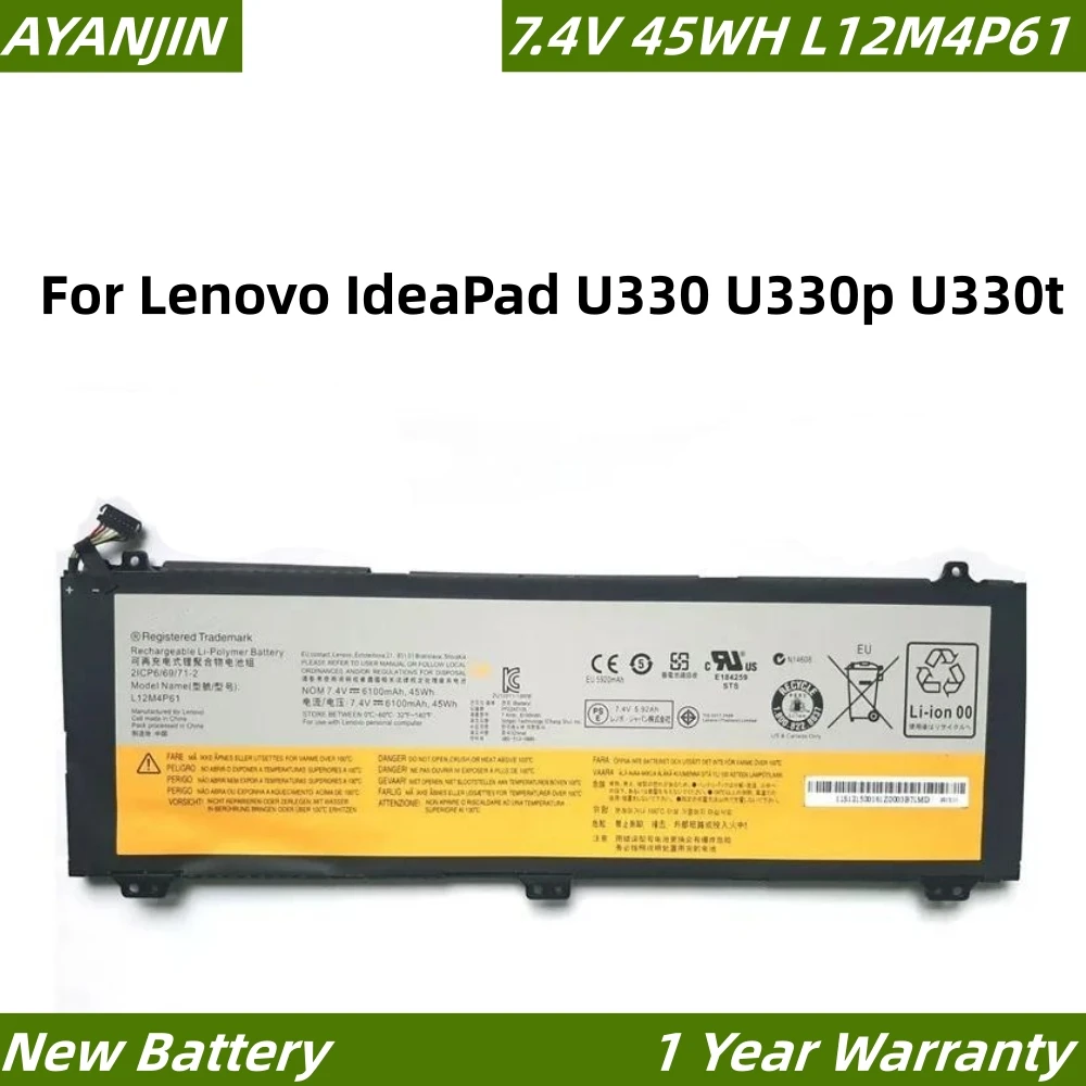 

New L12M4P61 7.4V 6100mAh/45WH Laptop Battery for Lenovo IdeaPad U330 U330p U330t L12L4P61