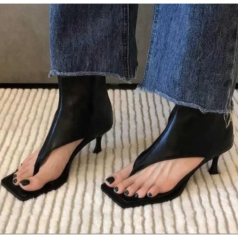 Ladies Heeled Pumps Sandals Stiletto Clip-in Herringbone Toe Square Toe Sandals Women's High Heel Cold Boots Women Heels Shoes
