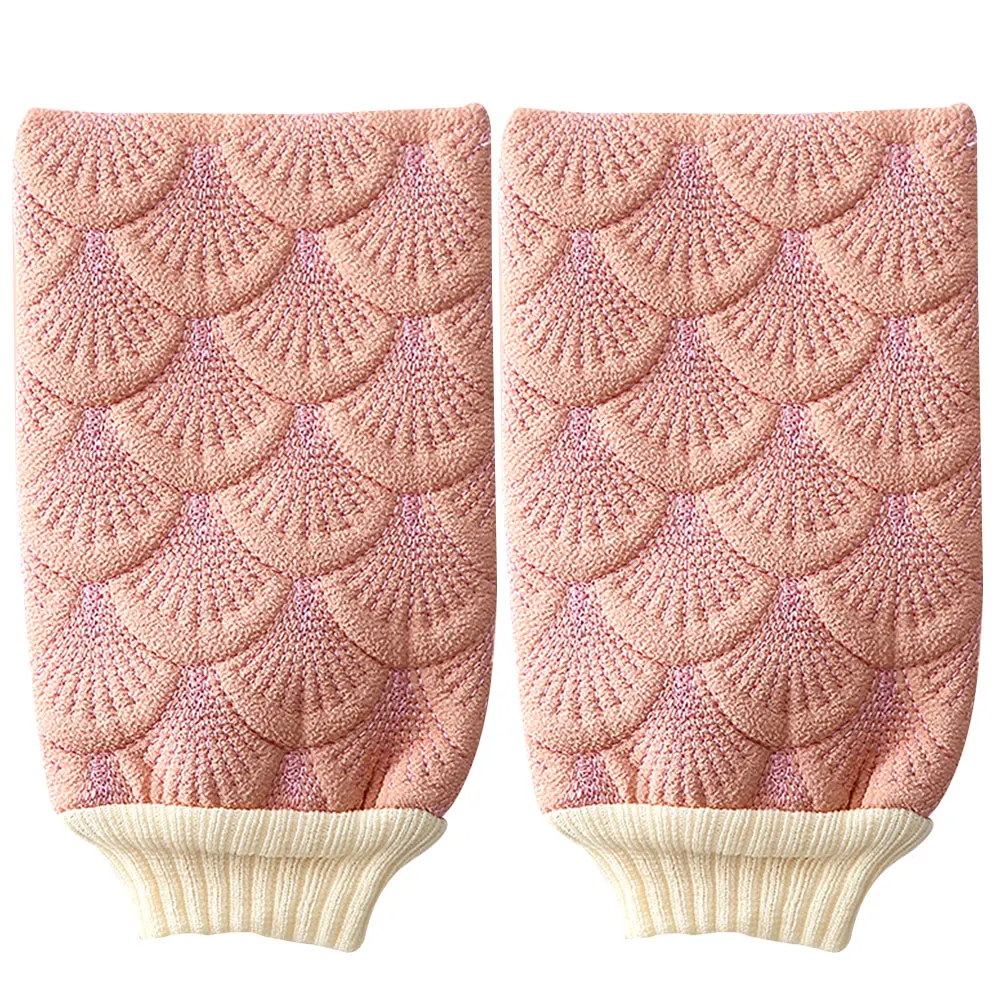 

2 шт. перчатки-мочалки для душа, отшелушивающие, для глубокой очистки тела, удаления омертвевшей кожи, розовые