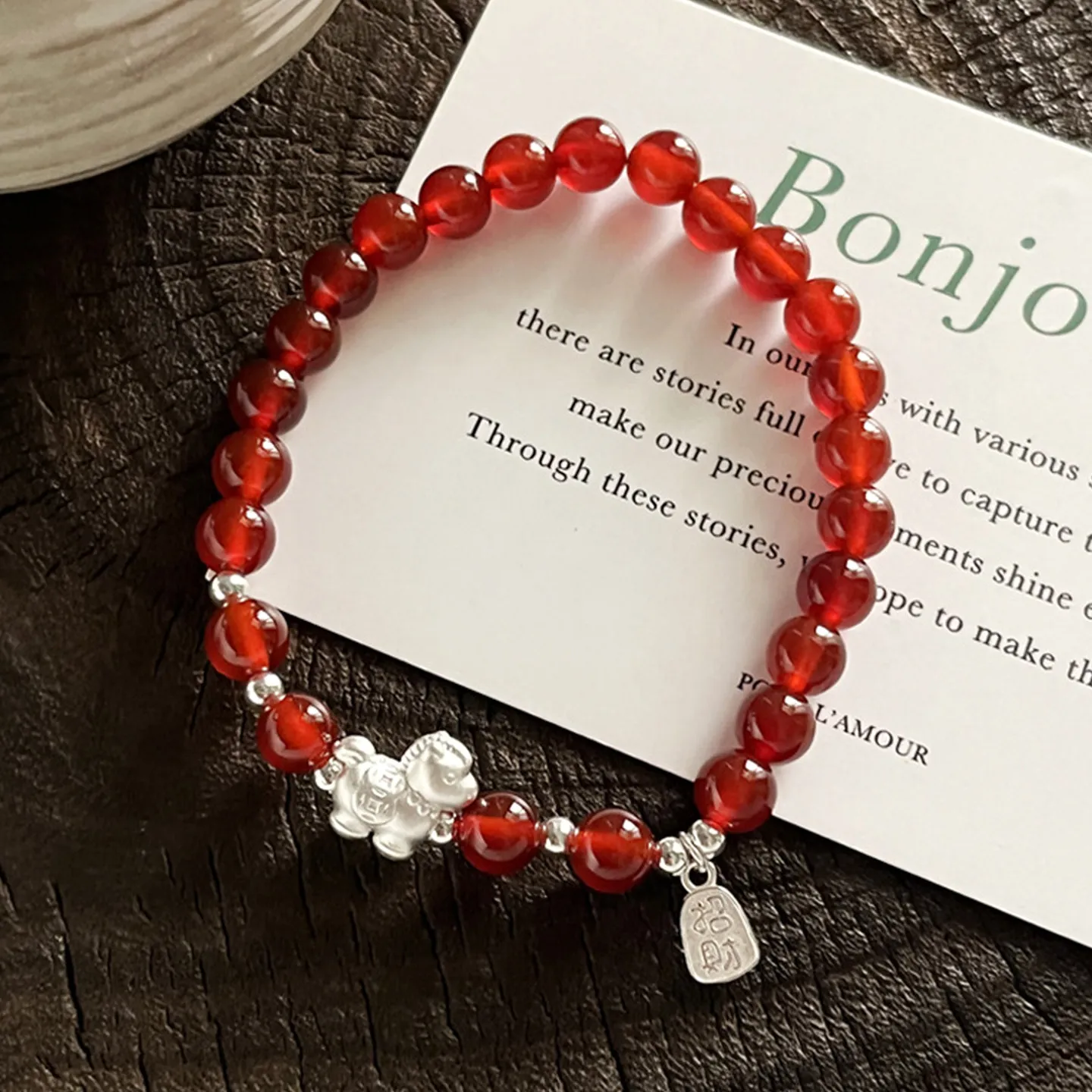2026 Year of the Horse Zodiac Bracelet: 999 Silver Horse & Red Agate Beaded Bracelet for Luck, Protection & Gifting