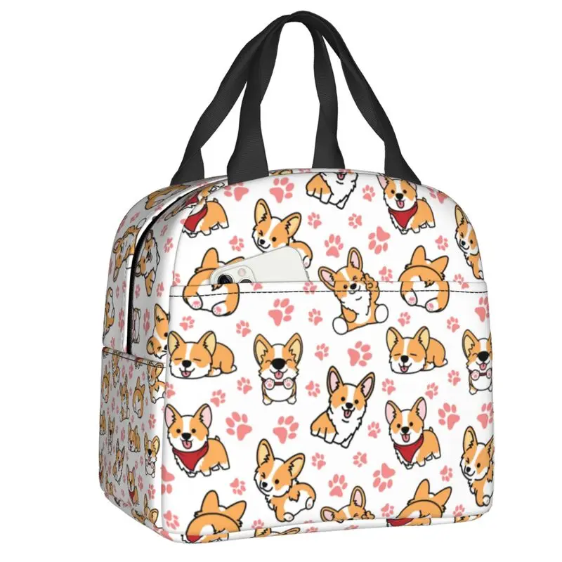 

Милая сумка для обеда Corgis, женский многоразовый холодильник, термоизолированный ланч-бокс для школы, офиса, уличный многофункциональный ящик для еды Bento