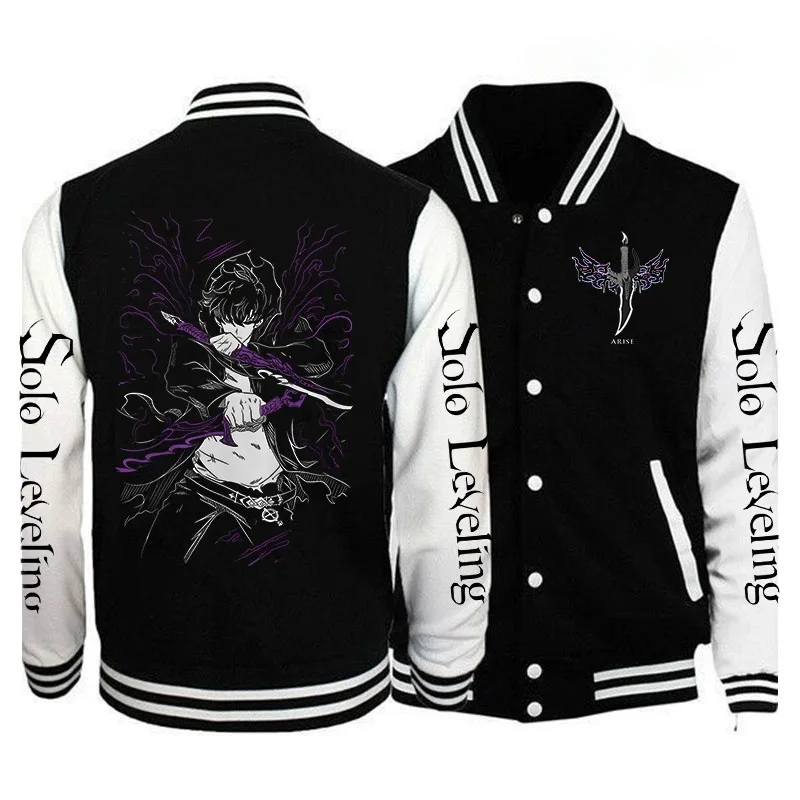 

2025 Solo Leveling Statue of God Hoodie Baseball Uniform Jacket Men Baseball Jacket Hoodie Fashion Harajuku Outerwear Male Coats