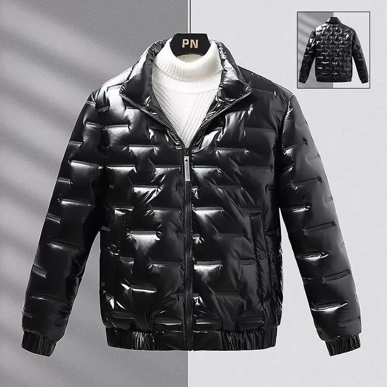 

Мужское зимнее пальто Jaet Thiened с воротником-стойкой, яркая поверхность, пуховое хлопковое пальто, модное теплое пальто с узлом, без капюшона